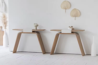 Table console en chêne et béton de style oriental moderne minimaliste pour salon, cuisine et hôtel