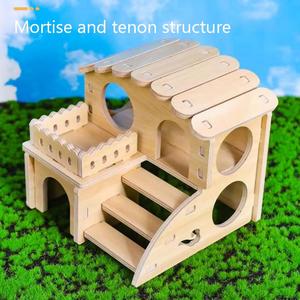 <span class=keywords><strong>Maison</strong></span> pour hamster en bois écologique moderne faite à la main avec une piste de course, habitat sûr pour petits animaux, pour hamsters et gerbilles - Product Image 4