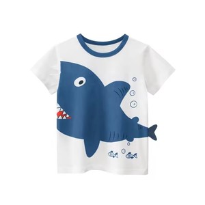 Nouveau T-shirt d'été léger à manches courtes en coton imprimé compressé à col rond pour bébés garçons, motif dessin animé - Product Image 3