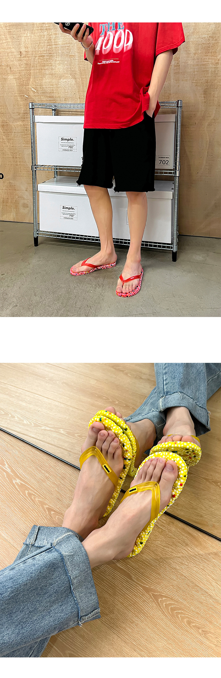 High Pop Real Popcorn PVC Slides Couple Indoor Home Bath Non-slip Flip-flops Slippers