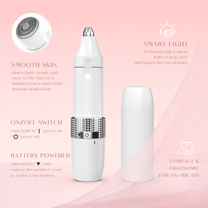Mini rasoir électrique pour les lèvres et le visage avec lumière, tondeuse à sourcils, alimenté par piles, design compact - Product Image 1