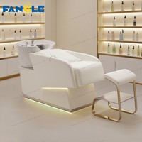 Luxe tête noire Spa fauteuil de massage du cuir chevelu shampooing lit avec vapeur cheveux Spa Salon chaise de lavage à vendre