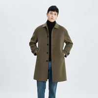 2025 nouveau Double face laine simple boutonnage manteau hommes haut de gamme col rabattu lâche goutte épaule longue laine Trench