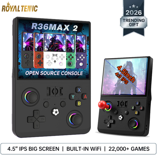 Dropshipping Retro Handheld Game Console Aracade R36 MAX 2 WiFi Kids Gift Portable Handheld 4.5 Inch Big Gaming Player R36max 2