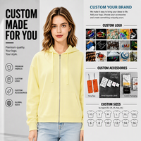 Sweat-shirt décontracté brodé à capuche entièrement zippé anti-rétrécissement pour femme, automne/hiver, couleur unie, personnalisable OEM pour la personnalisation de marque