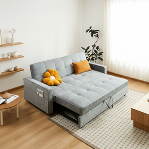 أريكة زاوية على شكل حرف L قابلة للتحويل إلى سرير مع تخزين قابل للسحب، أثاث عصري لغرفة المعيشة من القماش - Product Image 3