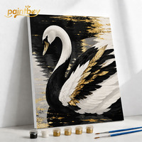 Peinture sur toile moderne faite à la main, ensemble d'art animalier à peindre par numéros avec peintures dorées 40x50cm