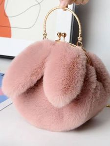 PLAYMAX Handheld Cute Pink <b>Rabbit</b> Ear Girls Plush Backpack Chain Detail Environment Friendly Princess Design Christmas Fresh PP - Product Image 2