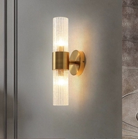 Lampe murale minimaliste pour chambre à coucher, style moderne, luxe haut de gamme, source de lumière LED, abat-jour en verre, commande par interrupteur