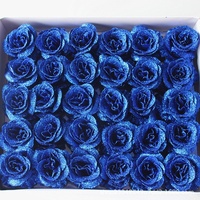 Vente en gros directe d'usine, têtes de roses en cristal, poudre dorée, fleurs de roses bleues féériques, arrangements floraux artificiels, mariages