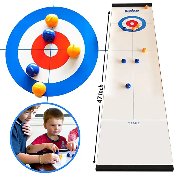 Set Permainan Curling Tabletop untuk Permainan Keluarga Yang Menyenangkan untuk Anak-anak dan Orang Dewasa, Pengaturan Yang Cepat dan Mudah, Meja Portabel Dalam dan Luar Ruangan