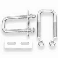 ASHLITY M6 M8 M10 M12 A2 Clip en U à tête ronde en acier inoxydable standard avec filetage, crochet carré pour fixation de tuyaux de drainage, 2 écrous