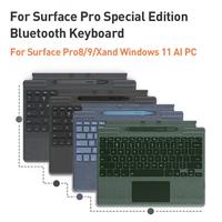 Papan ketik nirkabel Backlit sentuh magnetik, untuk MicroSoft Surface Pro 9 / 8 / X dengan Slot pena dan pena Stylus