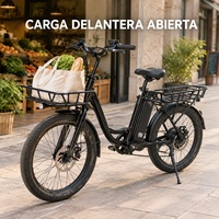 Vélo utilitaire électrique urbain à chargement frontal avec porte-bagages ouvert et freins hydrauliques pour concessionnaires urbains