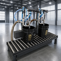 Machine de remplissage semi-automatique à double tête pour pesage au-dessus du niveau de liquide, équipement d'emballage de liquides en fûts de 0,5 à 20 kg
