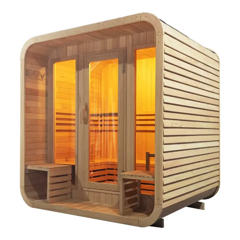 Yeni saf kanada kırmızı sedir ahşap açık küp Sauna ön sundurma sauna odası ev için
