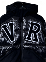 Veste matelassée chaude pour femme avec capuche amovible et motif rayé