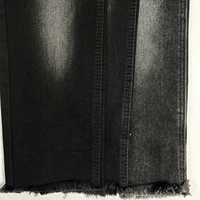 Tissu denim noir de 170 cm de large avec dos floqué marron, tissu denim extensible rigide et chaud, prix d'usine en gros