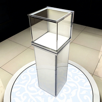 Vitrine commerciale haut de gamme en or, verre trempé super blanc, vitrines de musée, LED, MDF, magasin, bijouterie, présentoir