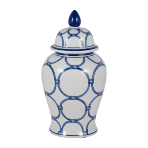 Vaso Decorativo in Ceramica con Motivo Blu e Bianco, Altezza 12 Pollici, per Soggiorno, Camera da Letto, Ufficio, Centrotavola Moderno per la Casa - Product Image 1