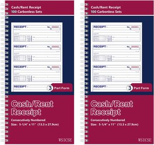 Carnet de reçus personnalisé à reliure Wire-O, 2 ou 3 feuillets autocopiants, format facture, spirale double boucle, papier NCR, carnets de commandes - Product Image 1