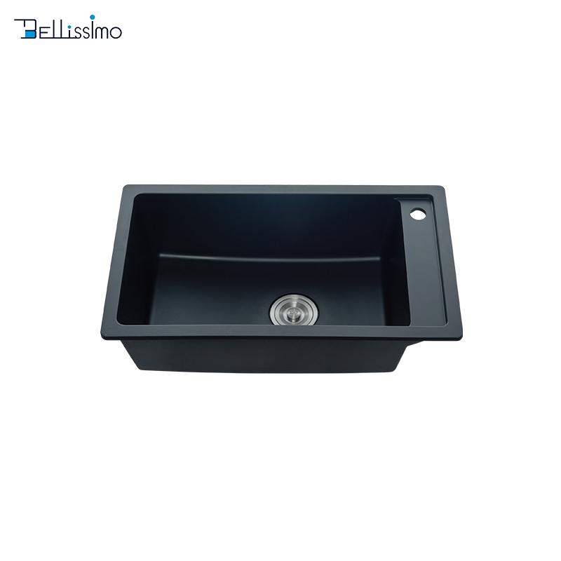 LS-SW01High Производительность Композитный большого размера 780*470*220 черный квадрат с одной чашей кварцевые кухонные мойки