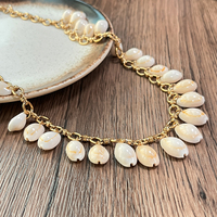 Verano Bohemia playa Shell perla Conch 18K oro Acero inoxidable impermeable collar mujeres enlace océano collar