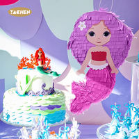 YACHEN Meerjungfrau-Papier-Piñata-Set mit Augenbinde und Fledermaus für Mädchen-Geburtstagsfeier-Dekoration