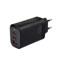 Chargeur mural rapide GaN 65W PD QC 3.0, charge rapide USB-A Type-C 3 ports, adaptateur de voyage pour tablette, ordinateur portable Apple Android, prise US EU