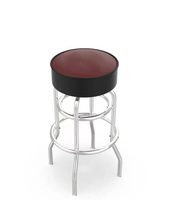 Tabouret de bar pivotant moderne en chrome, sans dossier, avec cadre métallique à double anneau rétro, rotation à 360 degrés, pour cuisine commerciale