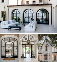 Porte française en verre de style moderne, porte française en acier, cloison en verre, adaptée aux villas et appartements
