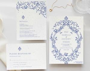 Tùy chỉnh thiên thần vàng lá kết cấu Thiệp mời đám cưới với bầu trời màu xanh phong bì thủ công giấy thủ công - Product Image 4