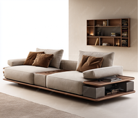 Canapé d'angle moderne italien OEHOME en velours et cuir, mobilier décontracté en bois, élégant et luxueux, avec housse amovible et dossier divisé haute densité