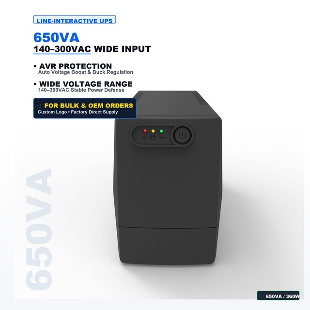 Brazil 650VA Line Interactive UPS 360W Uninterruptible Power Supply with AVR for PC Computer