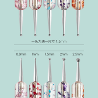 Ensemble de 5 outils de manucure double embout, kit de nail art, pinceau à ongles double tête pour gel UV et stylo à pois, pour dessin et peinture acrylique sur cristal