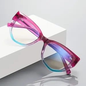 Fabricant de <span class=keywords><strong>lunettes</strong></span>, montures de <span class=keywords><strong>lunettes</strong></span> en acétate, style œil de chat, nouvelles montures tendance à bord épais, anti-lumière bleue, montures optiques pour femmes - Product Image 2