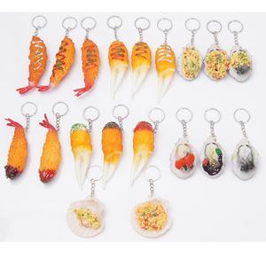 Llavero de PVC Tempura de comida de simulación creativa, llavero de platos de mariscos de cocina japonesa, llavero de comida divertida, bolsa de juguete, llavero con abalorio - Product Image 6