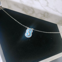 Nom personnalisé Collier Pendentif Avec Zircone Pour Bijoux De Noël Cadeau Personnalisé Simple Lettre Émail Initiales Lettre Collier