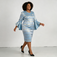 Robe de luxe élégante pour femme américaine grande taille, idéale pour les affaires et l'église, en brocart – Nouvelle collection en promotion