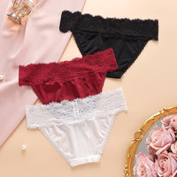 Celana Dalam Wanita Bahan Nilon Transparan Berenda Elegan Model Low Rise Warna-warni Grosir