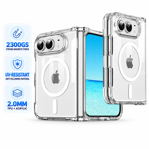 Étui magnétique transparent en TPU acrylique de 2,0 mm pour <span class=keywords><strong>iPhone</strong></span> Duo 18 Fold, anti-jaunissement, résistant aux UV, design à charnière à clipser, aimant puissant - Product Image 1