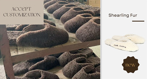 Pantofole Invernali Personalizzate da <span class=keywords><strong>Donna</strong></span>, Morbide e Pelose, per Interni, in Pelle di Pecora Beige, con Pelliccia di Lana - Product Image 5