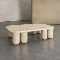Table d'appoint personnalisée en pierre de travertin rouge, élégante, simple et élégante pour salon, table basse en marbre naturel