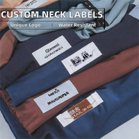 Étiquettes personnalisées écologiques en polyester tissé, brodées et sérigraphiées, carrées et rectangulaires, à pli central, pour sacs, vêtements et chaussures