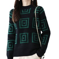 Pull en maille torsadée ample à col rond et manches longues pour femme, coupe personnalisée