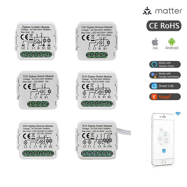 ABUK EU Matter Thread Dimmer Module Smart Home Tuya Wifi Zigbee Inteligente Wifi Led Controller Matter Module Smart Relay Switch