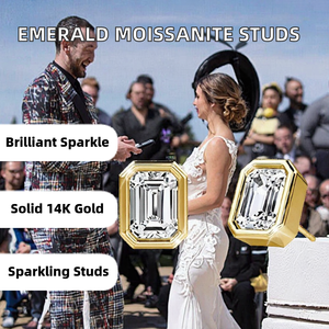 Luxury 14K Solid Gold 18K Gold Plated GRA Certified Classic Bezel Moissanite <b>Stud</b> <b>Earrings</b> for Engagement Wedding Gift Jewelry - Product Image 2