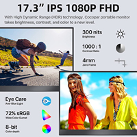 Monitor LCD Portátil HD 1080P de 17.3 Pulgadas, Montable en Pared, con Puerto Tipo-C HD MI para Ampliar la Pantalla de Móviles, PC y Laptops