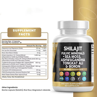 Capsule de Shilajit OEM, complément énergétique tout-en-un avec Tongkat Ali, Sea Moss, Ashwagandha, PQQ, CoQ10, Magnésium, performance masculine