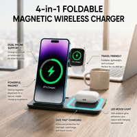 Support de charge sans fil magnétique pliable 3-en-1 pour téléphone Qi et montre connectée